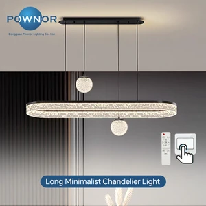 Elegant LED Linear Panel Pendant Light Acrylic Suspended Ceiling Lamp 40W with Two Globe Lamp for Dining Room Home Decoration