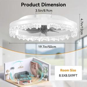 Modern LED Ceiling Fan Light 52W Remote Control 6-Speed DC Dimmable AC 220V 5-Year Warranty Home Office Bedroom