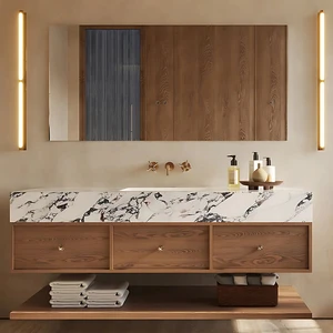 Slimline Soft Close Floating Vanity Custom-Made Wall-mount Bathroom Cabinet For Family Restroom Storage