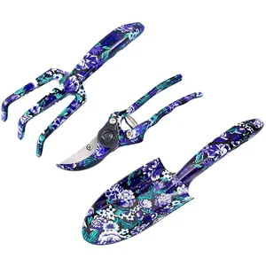 EH Gardening Tools Set of Three Sets of Aluminum Printed Garden Tool Set Printed Shovel Patio Flower Gardening Tools