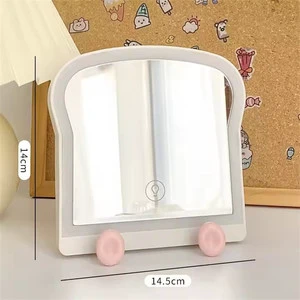 Tabletop Decor Bread Toast Lamp Kawaii Led Phone Shelf Small Night Light USB Rechargeable Mini Light With Mirror