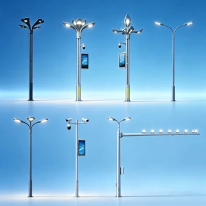 Factory Wholesale Polygonal Smart LED Street Light Pole with Camera CCTV IP65 Waterproof AC Powered Outdoor Street Lamp