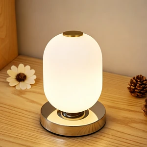 JACKSUN Glass Design Table Lamp Touch Switch 7W Desk Lamp for Living Room Bedside Lighting LED Night Light