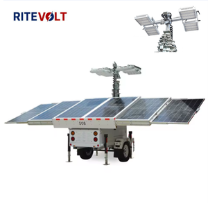Solar Light High Mast Tower Monocrystalline Silicon Solar Panel 6*100W LED Lights IP67 Waterproof Three Axles Trailer Diesel
