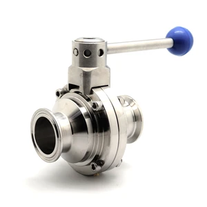 Manual Tri-Clamp Sanitary Butterfly-style Ball Valve With Blue Ball Handle SS304 SS316L Quick 3A/DIN/SMS Butterfly Ball Valve
