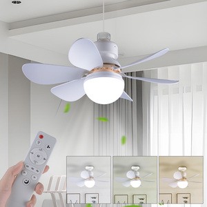 Hot Sales Dimmable 3 Color Light Bulb Socket Fan Light Ceiling Fans with Lights Remote Control E27 AC85-265V 30W Cooler Fan