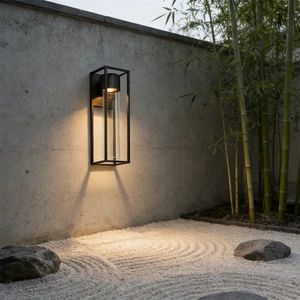 Trendy Square Exterior LED Light Source Wall Lamp with Black Aluminum IP44 Waterproof for Patio