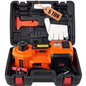 Electric Car Jack 5 Ton Hydraulic Electric Car Jack Kit with Electric Impact Wrench LCD&Tire Pressure Display Car Ramp