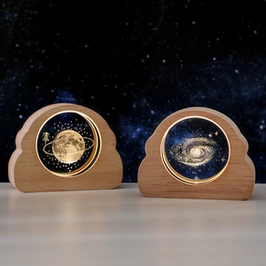 Cross-border Geometric Starry Sky 3D Carved Luminous Crystal Small Night Light Desktop Decoration LED Lamp Creative Gift