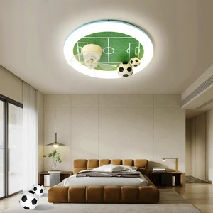 New Modern Football Design Ceiling Fan with Light Smart Full-Spectrum Eye-Caring Fan Light for Boys Kids Bedroom Study