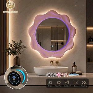 Wholesale Knob Button Control Customized Color OEM Supported Led Light Irregular Hotel Lighted Smart Bathroom Mirror