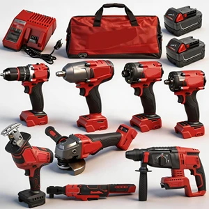 Mils Hot Selling 18V Red Professional Electric Tool Kit 11-In-1 Multifunction Combo Kit High Power Wrench Lithium Power Tool Set