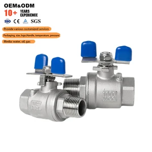 JICHUAN 3/4 Inch 1/2inch Threaded BSPP/NPT 2-Piece Stainless Steel Manual Water Butterfly Handle Ball Valve PN16 OEM