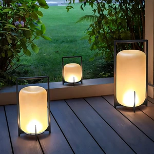 Modern Minimalist Outdoor Lawn Light Stainless Steel Body with Glass Shade Waterproof Portable Camping Light for Parks Gardens