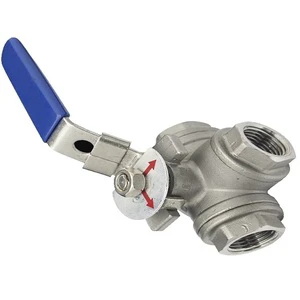 Manual 3 Way Ball Valve 1 In NPT Female Thread Carbon Steel Body PTFE Seal For Water Normal Temperature Use