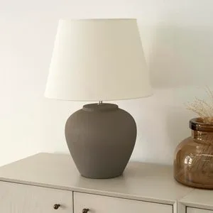 Ceramic Table Lamp With Fabric Shade Bedside Nightstand Lamp For Bedroom Living Room Entryway