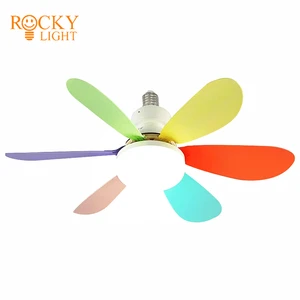 Flower Fan Light / Children's Bedroom Macaron Creative Fan Light Nordic Living Room Bedroom Dining Room Pull Wire Frequency Con