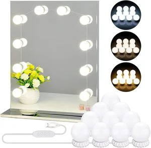 FREE Sample LED Vanity Mirror Bulb Bathroom Style Dimmable Makeup Lamp USB Mirror Light for Dressing Room LED Mirror Bulbs Kits