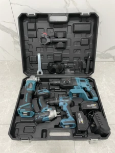 Professional Lithium Power Tool Set 4 in 1 Cordless Charging Angle Grinder Impact Wrench Drill Kit Combination Kit