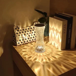 RGB Bedroom Light Cordless USB Crystal Touch Control Desk Lamp, Dimmable Bedside Table Decoration Bedside Lamp
