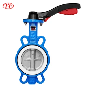 TF D71X Industrial Grade Wafer Butterfly Valve Manual Handle PTFE Seat SS304 SS316
