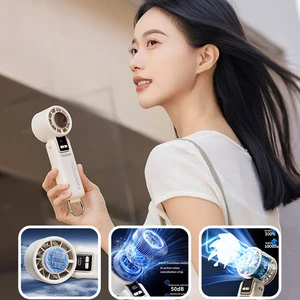MEGPAD Handheld Ice Cooling Fan USB Rechargeable 3600mAh 100-Speed Adjustable LED Display Foldable Neck-Wearable 10H Runtime