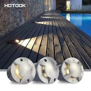 HOTOOK Stainless Steel Aluminum LED Buried Light IP65 Waterproof Emitting Underground Lamp 1/2/3/4 Side LED Inground Lighting