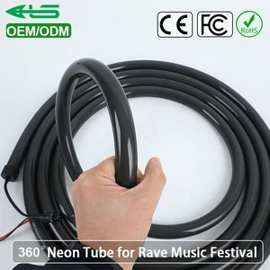 ODM D30 D22 Black 360 Neon Flex Silicone Tube RGB RGBW 5M 7M 8M 10M DMX SPI Black Neon Lights For Rave Music Festival