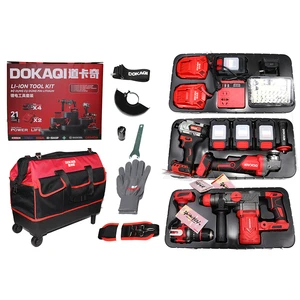 2025 Upgraded Professional Heavy Duty Power Tools Set Box Cordless Drill with 2x Li-ion Batteries Electric Hammer Set