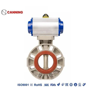Corrosion-Acid-Alkali-Resistant PPH Plastic Pneumatic Butterfly Valve D671X-10; High-Platform Lug-Type Vertical Plate Flange