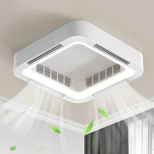 Bladeless Ceiling Fan with Light and Remote Control Recessed Modern Ceiling Fan with Inverter Fan and Dimmable Light