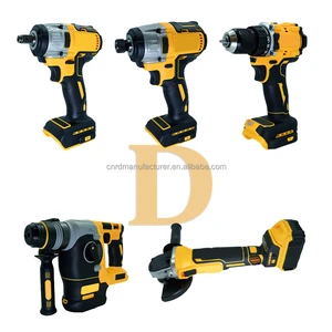 Cordless Power Tool Set 5PCS Li-ion Combo Kit with Impact Wrench, Drill, Grinder & Hammer Drill for Construction & Home Repair