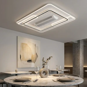 Bladeless Plastic Iron Fan Light Ceiling Light Living Room 220V Remote Control Modern Minimalist Design