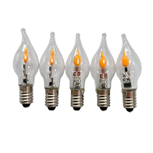 E10 C6 LED Candle Bridge Light Bulb 8-55V 0.2W with Flame Flickering Effect Christmas Candlestick Decorative Light Bulb