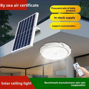 Remote Control Minimalist Design Bedroom Corridor Light Powered IP65 Solar Waterproof LED Ceiling Light for Outdoor Use