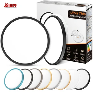 Smart Dimmable LED Ceiling Light with Remote Ultra-Thin 21mm Round Surface Mounted Design for Modern Home Lighting