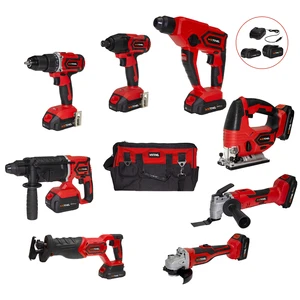 20V Combo Kit Electrical Impact Driver Drill Angle Grinder Cordless Multi-tool Reciprocating Saw Jig Saw Rotary Hammer Tools Set