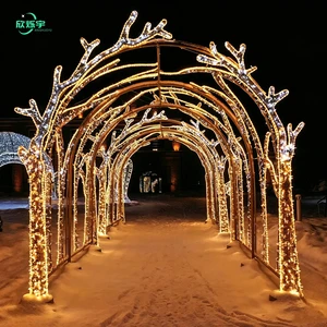 Customizable LED Illuminated Arch Sculpture Outdoor Christmas Walkthrough Tunnel Decoration Park Event Festival Motif Light