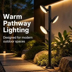 IP65 Modern 36W LED Bollard Light Die-cast Aluminum Rotatable Disc Triple Heads 1000mm Pathway Garden Post Lamp L813/3-10