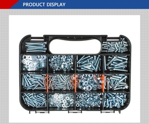 681Pcs Iron Machine Screw Nut Washer Kit Galvanized Bolts Fastener Set Portable Compartment Storage Box Custom OEM Available