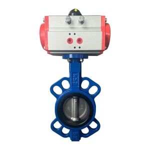 Peuatic Butterfly Valve 2''-48'' 10K/150LB EPDM Wafer Type Butterfly Valve with Pneumatic Actuator for Water Customizable Sizes