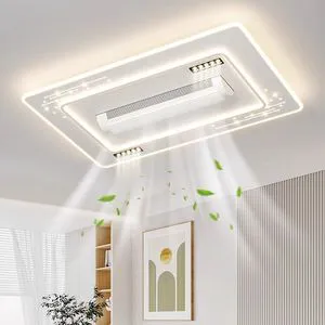 Leafless Iron Fan Lamp Ceiling Lamp Living Room Cross-Border Optional English 110V Voice Remote Control Three-Color Variable