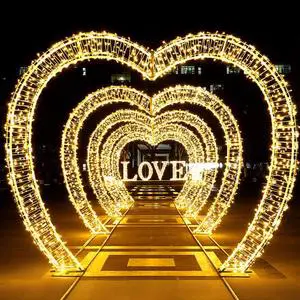 Customized outdoor love theme heart-shaped lane tunnel LED park decorative lights landscape lighting for park street plaza