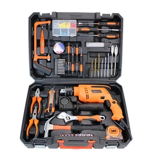48PCS Professional Power Tool Kit with Impact Drill Household Hand Tool Set for Home DIY Repair Maintenance and Portable Case