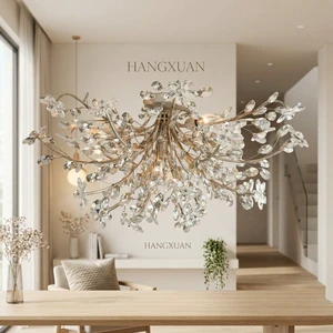 2026 New American Vintage Small Crown Chandelier Crystal Pendant Ceiling Light for Living Room and Restaurant Lighting Fixtures