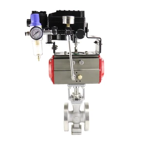 Custom V Type Ball Valve Stainless Steel Flanged with Pneumatic Actuator for Water Media Direct From China Factory