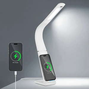 Home Office LED Desk Lamp with Wireless Charging Gesture Sensor and Dimmable Brightness