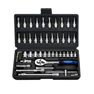Steeltreks Hardware Tool Sets Wholesale 46 Piece Mechanic Tools Full Automotive Auto Repair Set Diy Wrench Socket Hardware Tool