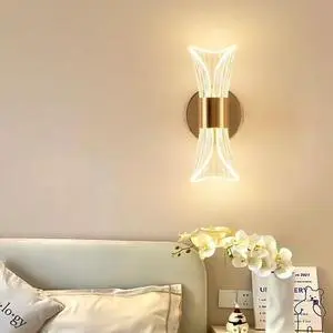 Creative Golden Brass Acrylic Wall Light LED Modern Interior Sconce For Home Living Room Bedroom Bedside Decor Night Lighting