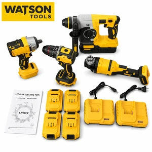 5PCS Cordless Power Tool Combo Kit With Impact Wrench Drill Rotary Hammer Angle Grinder OEM ODM